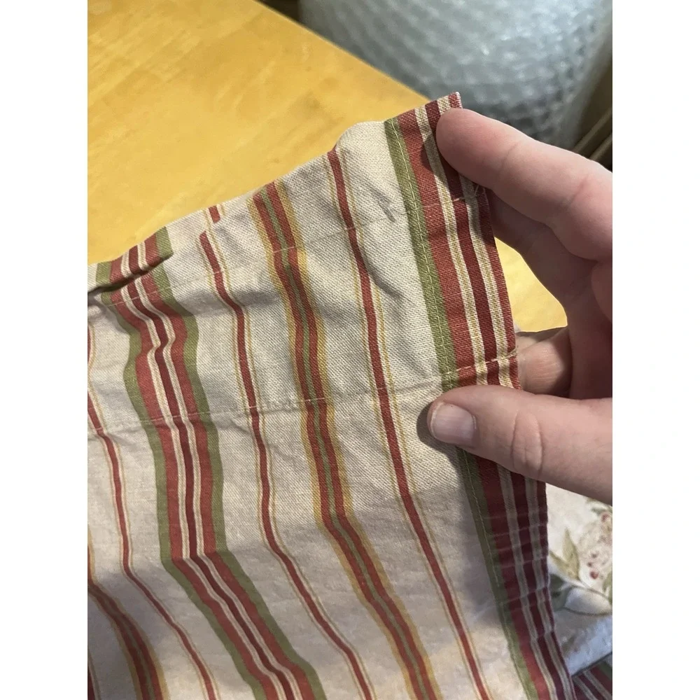 Vtg Ralph Lauren Rose Floral Valance Cotton ROSE PINK‎ Bluebells striped 60x15